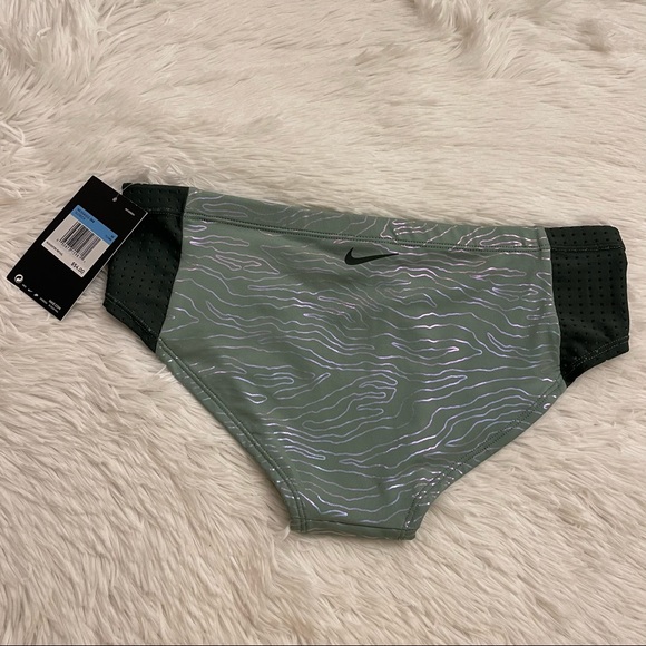 Nike Women Geo Onyx Hipster Bikini Bottom Color Silver Pine Size M NWT - Picture 3 of 9